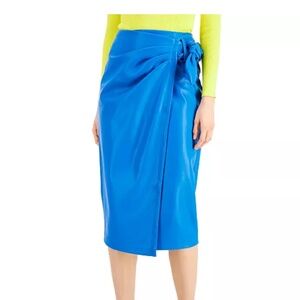 New INC International Concepts Faux-Leather Faux-Wrap Skirt